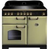 Rangemaster 114830 Classic Deluxe 100cm Electric Range Cooker With Induction Hob - Olive Green Brass