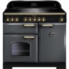 Rangemaster CDL100EISLB Classic Deluxe 100cm Electric Range Cooker With Induction Hob - Slate Grey &amp; Brass
