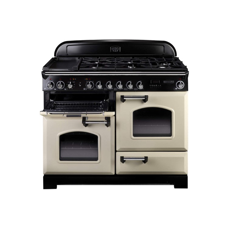 Rangemaster CDL110DFFBLB Classic Deluxe 110cm Dual Fuel Range Cooker - Black & Brass