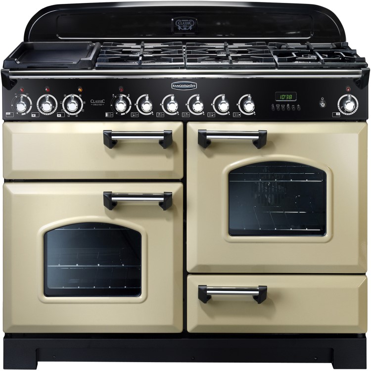 Rangemaster CDL110DFFCRC Classic Deluxe 110cm Dual Fuel Range Cooker - Cream & Chrome