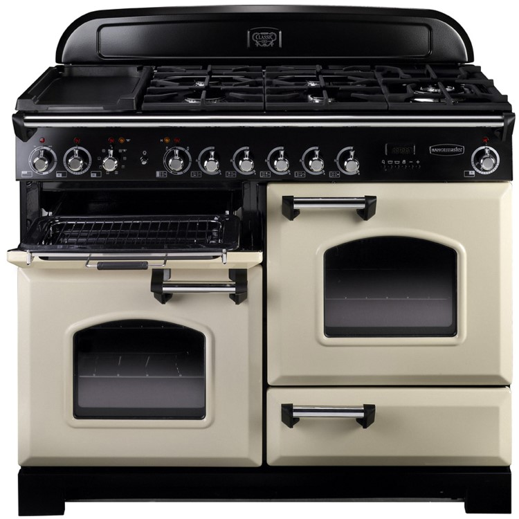 Rangemaster CDL110DFFCRC Classic Deluxe 110cm Dual Fuel Range Cooker - Cream & Chrome