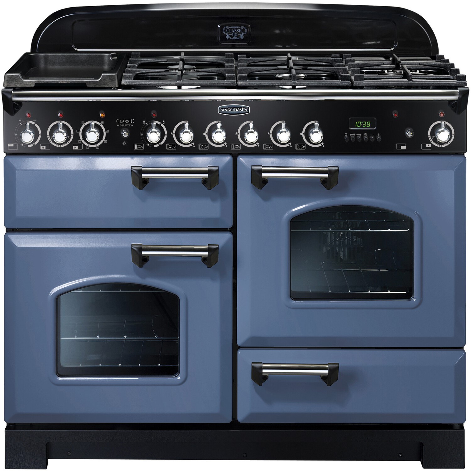 Rangemaster Classic Deluxe 110cm Dual Fuel Range Cooker Stone Blue