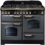 Rangemaster Classic Deluxe 110cm Dual Fuel Range Cooker - Slate Grey & Brass