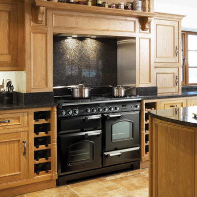 Rangemaster 84450 Classic Deluxe 110cm Electric Range Cooker With Ceramic Hob - Cranberry And Brass
