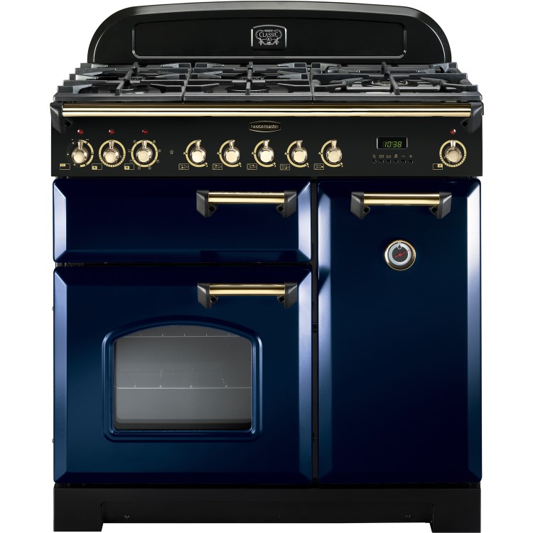 Rangemaster 113540 Classic Deluxe 90 cm Dual Fuel Range Cooker - Blue Brass