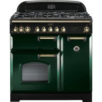 Rangemaster 113520 Classic Deluxe 90 cm Dual Fuel Range Cooker - Green Brass
