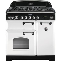 Rangemaster 113550 Classic Deluxe 90 cm Dual Fuel Range Cooker - White Chrome