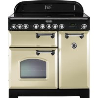 Rangemaster 81640 Classic Deluxe Ceramic 90cm Electric Range Cooker - Cream With Chrome Trim