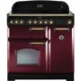 Rangemaster 84510 Classic Deluxe 90cm Electric Range Cooker With Ceramic Hob - Cranberry And Brass