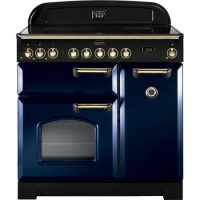 Rangemaster 114260 Classic Deluxe 90cm Electric Range Cooker With Ceramic Hob - Blue Brass