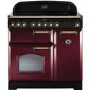 Rangemaster 90290 Classic Deluxe Cranberry And Brass 90cm Electric Range Cooker With Induction Hob