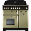 Rangemaster 114690 Classic Deluxe 90cm Electric Range Cooker With Induction Hob - Olive Green Brass