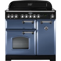 Rangemaster Classic Deluxe 90cm Electric Induction Range Cooker - Stone Blue