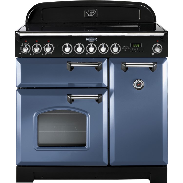 Rangemaster Classic Deluxe 90cm Electric Induction Range Cooker - Stone Blue