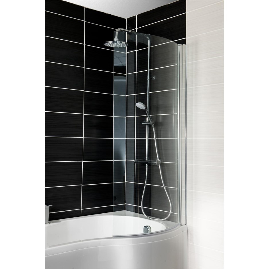 Curved Shower Bath Screen H1400mm x W695mm CEL003M Appliances Direct