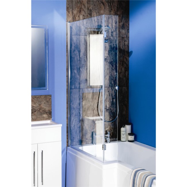 Square Bath Shower Screen with Flipper Panel