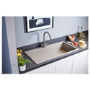 Single Bowl Inset Grey Composite Kitchen Sink with Reversible Drainer - Essence