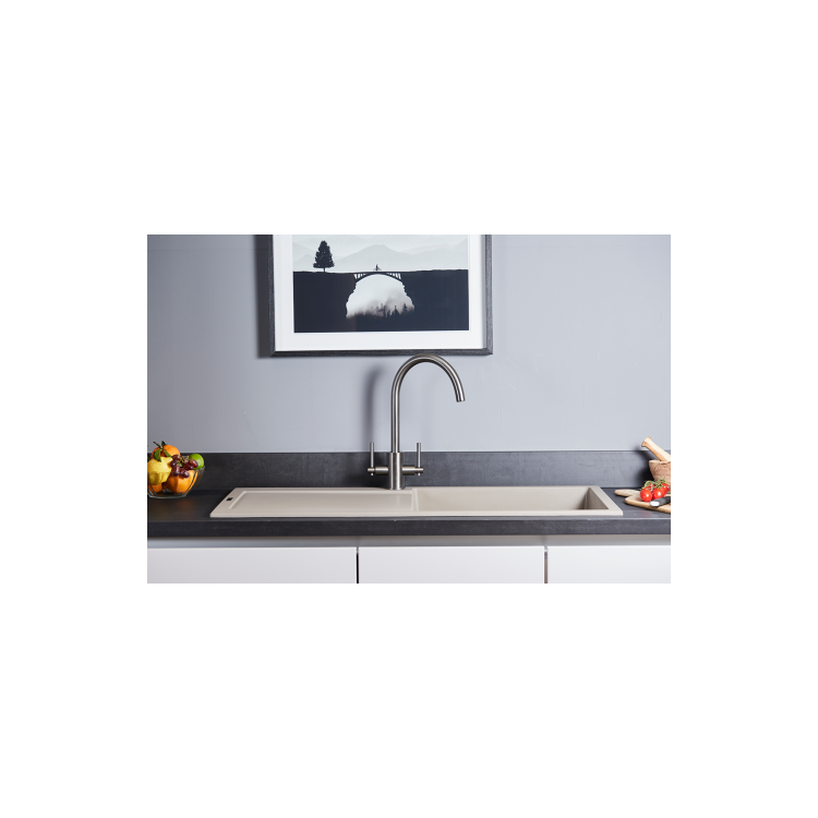 Single Bowl Inset Grey Composite Kitchen Sink with Reversible Drainer - Essence