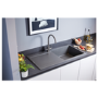 1 Bowl Inset Black Granite Kitchen Sink with Reversible Drainer - Essence 