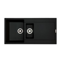 1.5 Bowl Inset Black Granite Kitchen Sink with Reversible Drainer - Essence