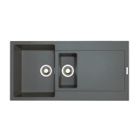 1.5 Bowl Inset Black Granite Kitchen Sink with Reversible Drainer - Essence