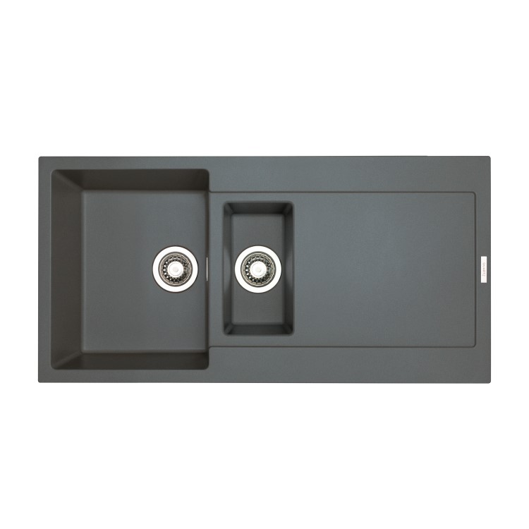 1.5 Bowl Inset Black Granite Kitchen Sink with Reversible Drainer - Essence