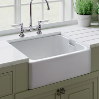 Rangemaster Single Bowl Undermount Belfast White Ceramic Kitchen Sink