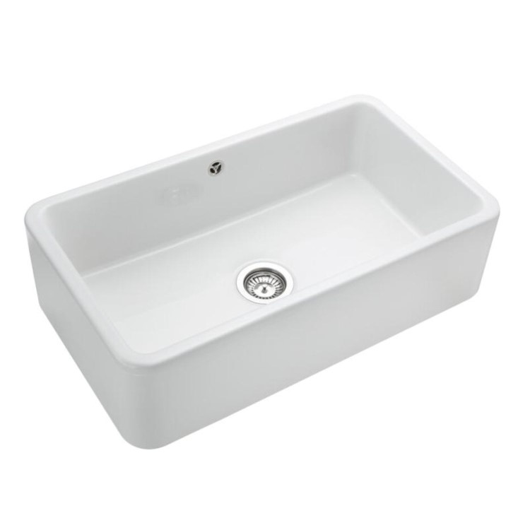 Rangemaster Farmhouse Single Bowl Belfast White Ceramic Kitchen Sink
