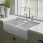 Rangemaster Double Bowl Undermount Belfast White Ceramic Kitchen Sink
