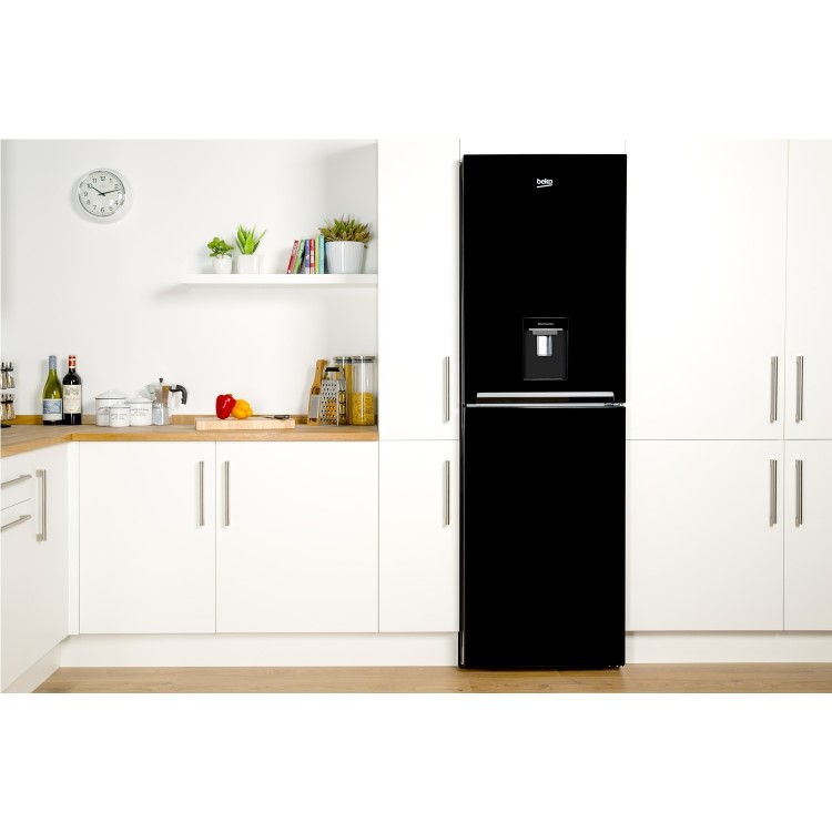 GRADE A1 - Beko CFG1691DB Freestanding Fridge Freezer With Water Dispenser - Black