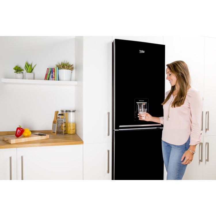 GRADE A1 - Beko CFG1691DB Freestanding Fridge Freezer With Water Dispenser - Black