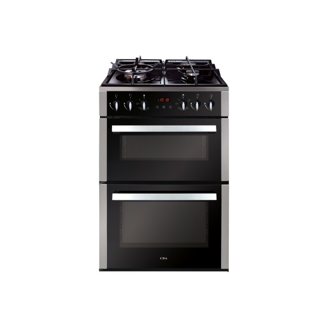 CDA CFG610SS 60cm Double Cavity Gas Cooker With Glass-base Hob - Stainless Steel