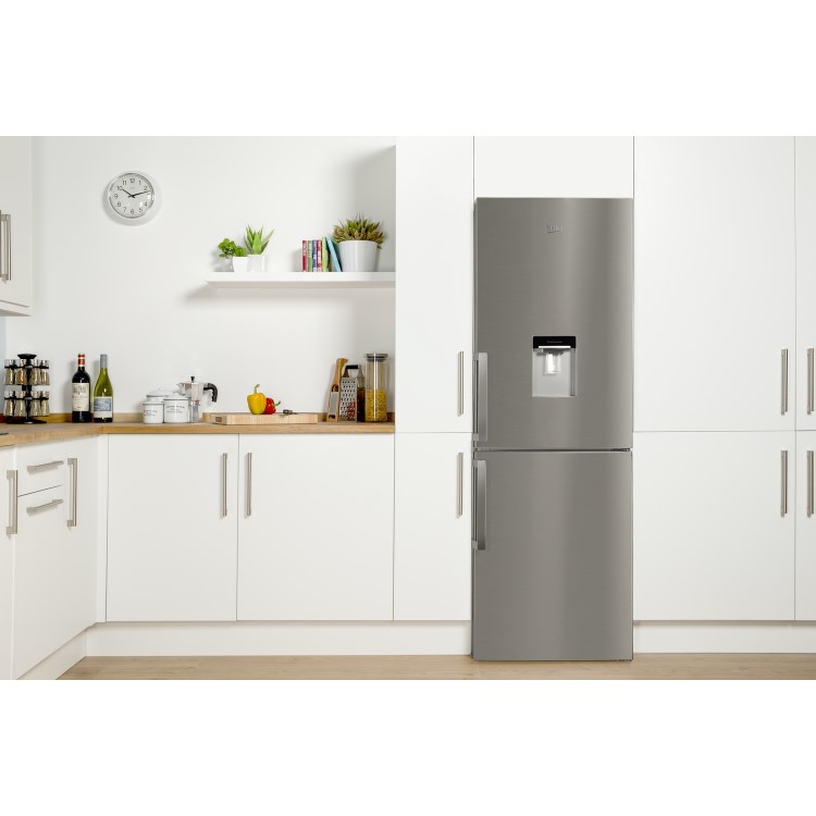 GRADE A2 - Beko CFP1675DX Frost Free Freestanding Fridge Freezer With Water Dispenser - Stainless Steel