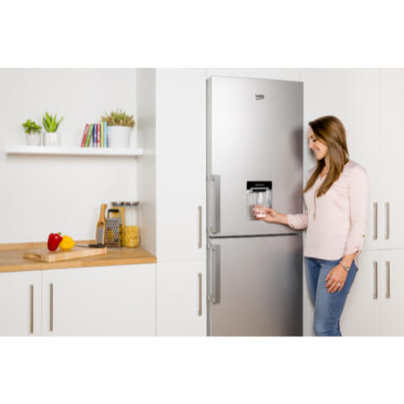 GRADE A2 - Beko CFP1691DS 191x60cm Frost Free Freestanding Fridge Freezer With Non-plumbed Water Dispenser Silv