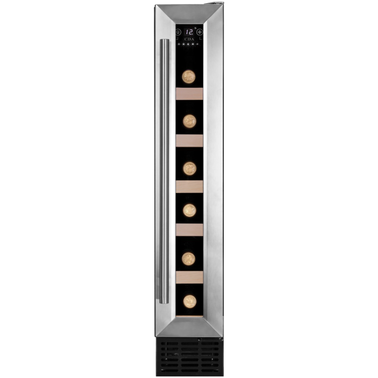 CDA 6 Bottle Capacity Single Zone Freestanding 15cm Under Counter Wine Cooler  - Stainless Steel