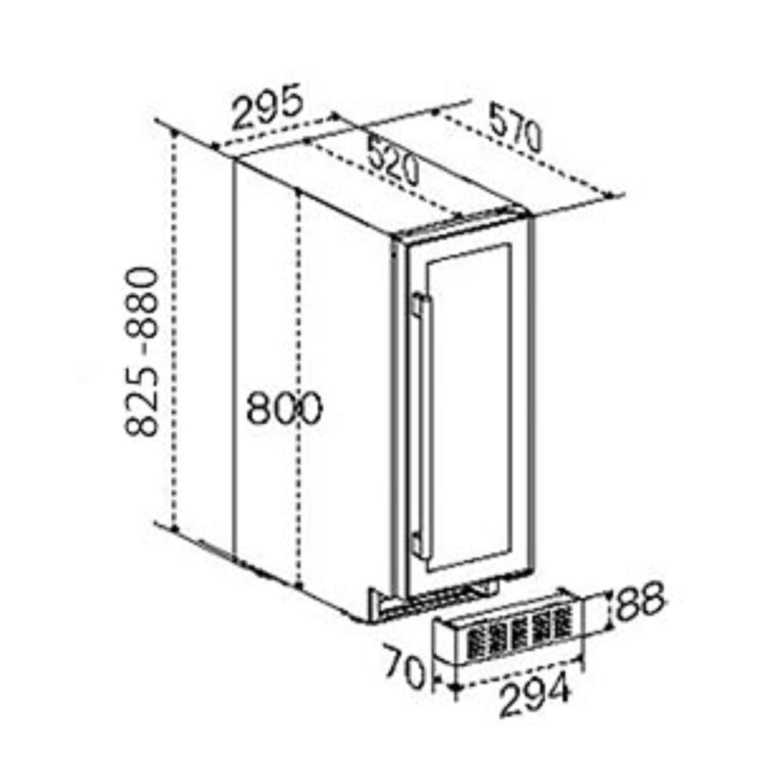 CDA 19 Bottle Capacity Single Zone Freestanding 30cm Under Counter Wine