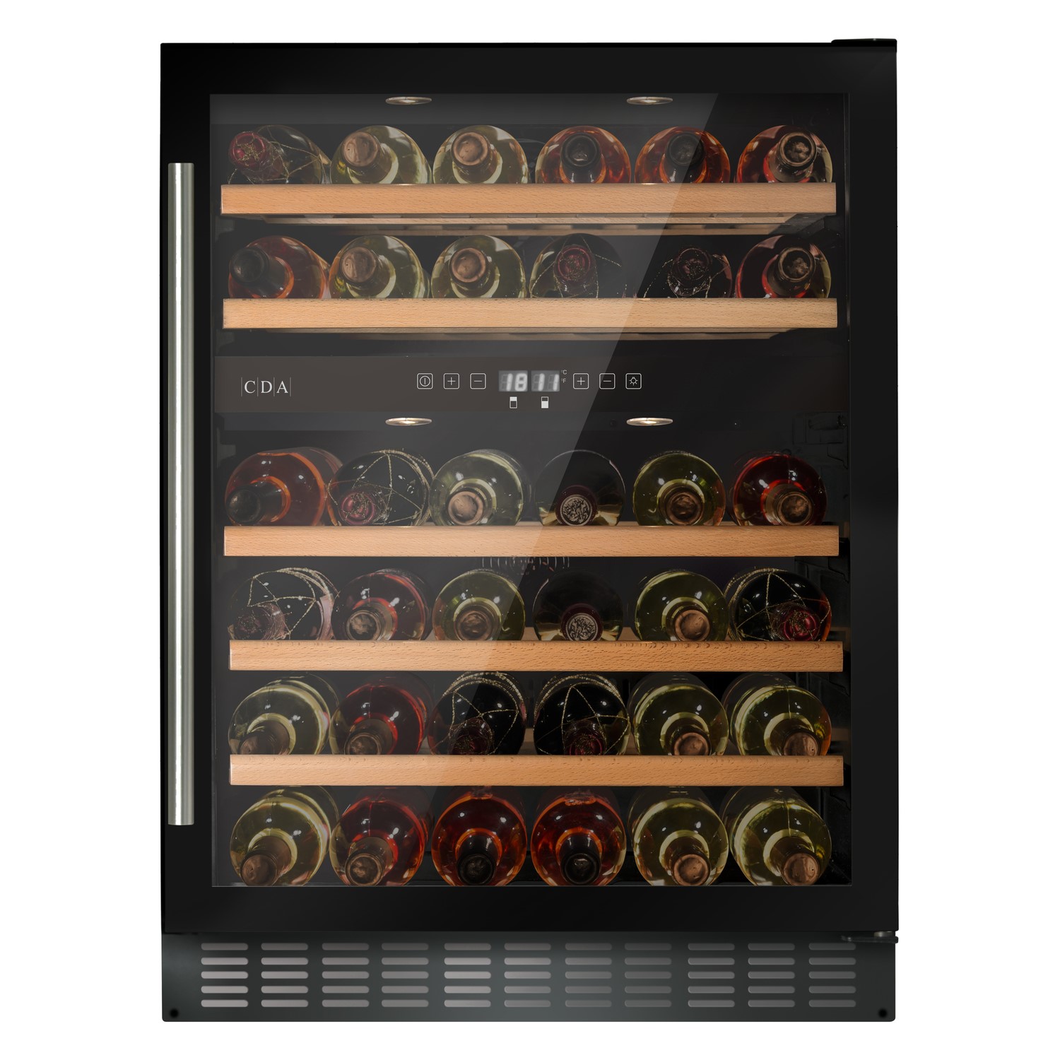 CDA 60cm Freestanding Under Counter Wine Cooler Black Glass FWC604BL
