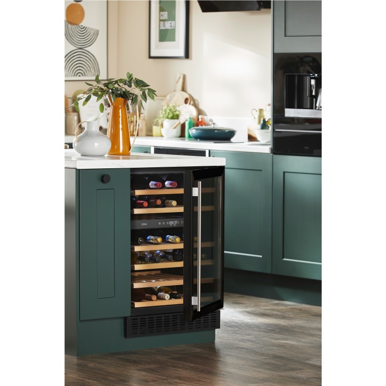 Refurbished CDA CFWC604BL Freestanding 46 Bottle Dual Zone Under Counter Wine Cooler Black Glass