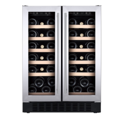 CDA 40 Bottle Freestanding Under Counter Wine Cooler Dual Zone 60cm Wide 82cm Tall - Stainless Steel