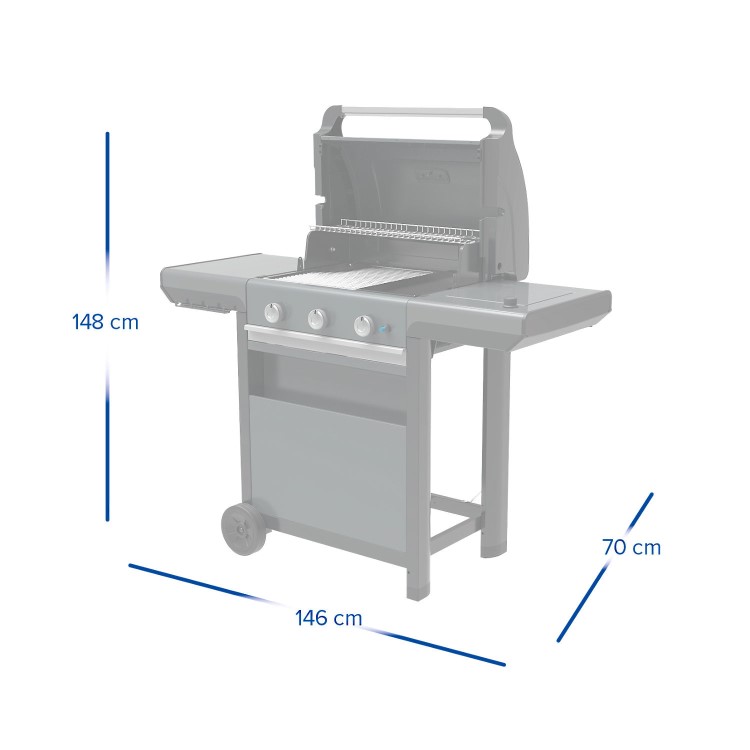Campingaz 3 Series Select S - 3 Burner Gas BBQ Grill with Side Burner - Grey