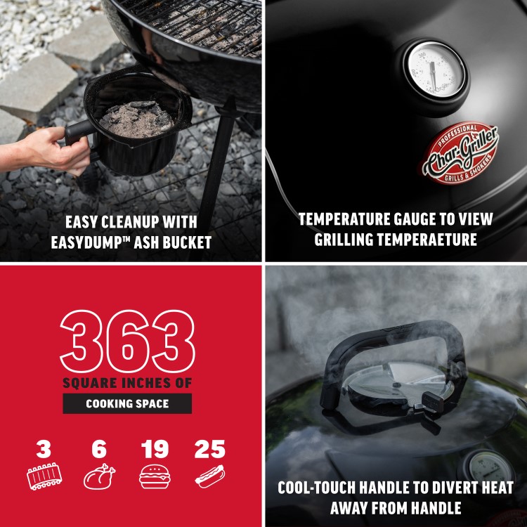 Char-Griller 57cm Kettle Charcoal Grill and Smoker