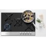 Fisher & Paykel CG755DWFCTB1 89269 Five Burner 75cm Gas-on-Glass Hob Black Glass Brushed Steel Front Strip