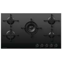 Fisher & Paykel Series 9 90cm Five Burner Gas-On-Glass Hob - Black