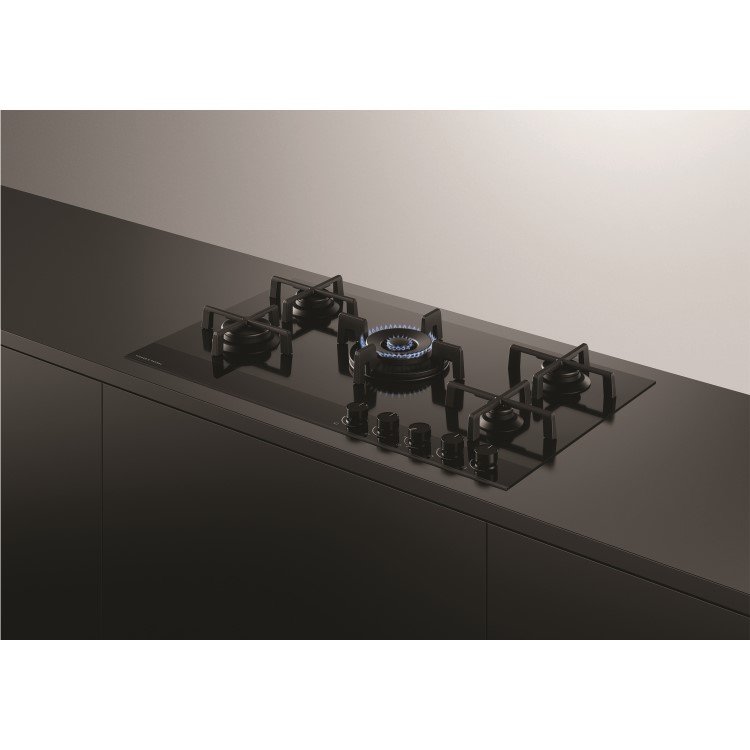Fisher & Paykel Series 9 90cm Five Burner Gas-On-Glass Hob - Black