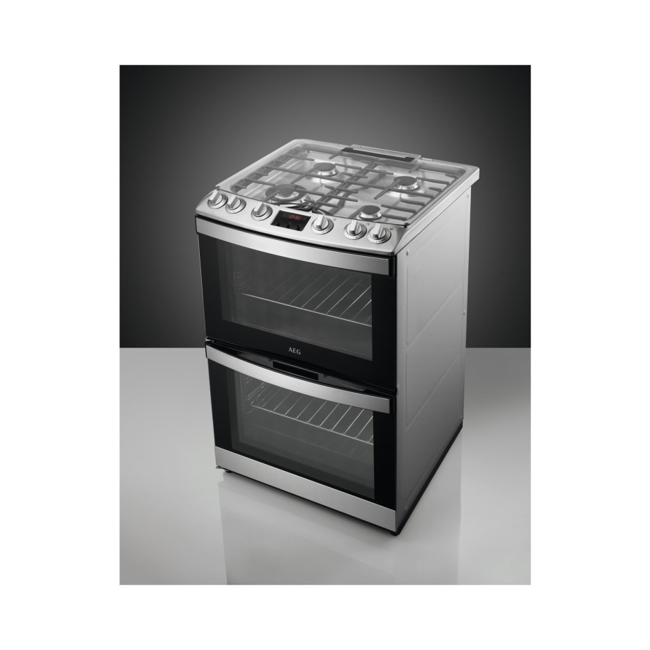 AEG CGB6130ACM 60cm Double Oven Gas Cooker With Lid Stainless Steel