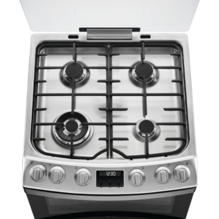 AEG 60cm Gas Cooker with Lid - Stainless Steel