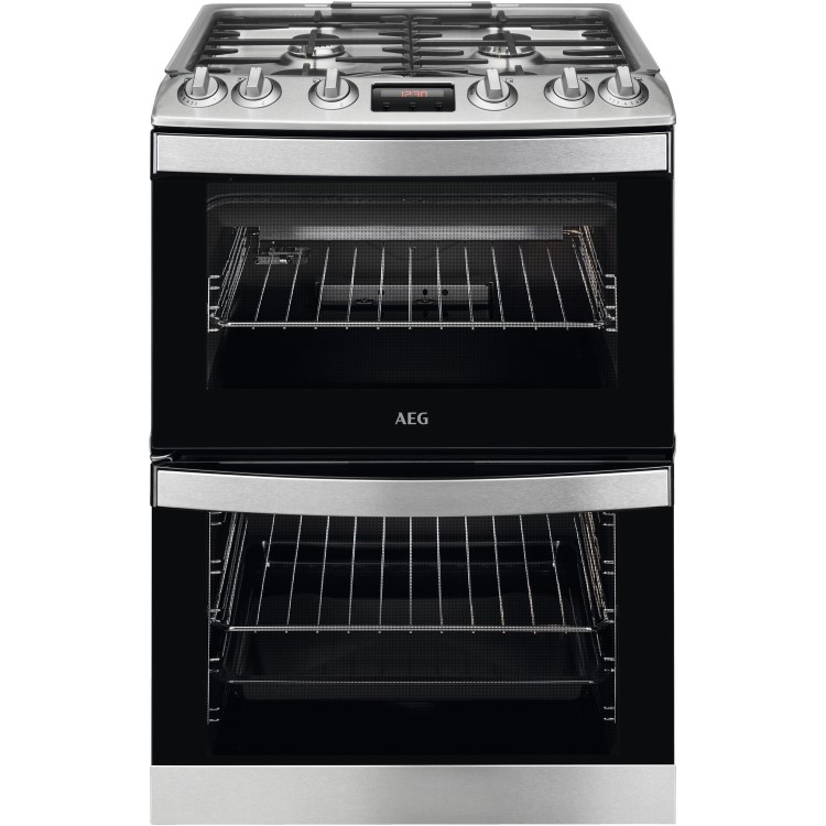 AEG CGB6133CCM 60cm Double Oven Gas Cooker With Lid - Stainless Steel