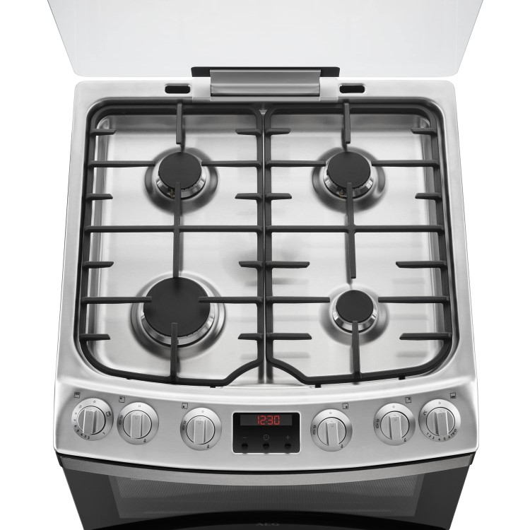 AEG CGB6133CCM 60cm Double Oven Gas Cooker With Lid - Stainless Steel