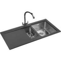 Rangemaster CGE9852LGB Cubix Gemini 985x508 1.5 Bowl LHD Granite Black Sink