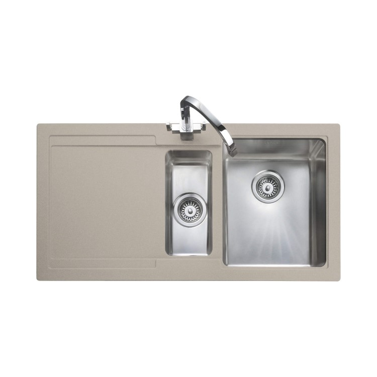 Rangemaster Cubix Gemini 985x508 1.5 Bowl LH Granite Oatmeal Sink
